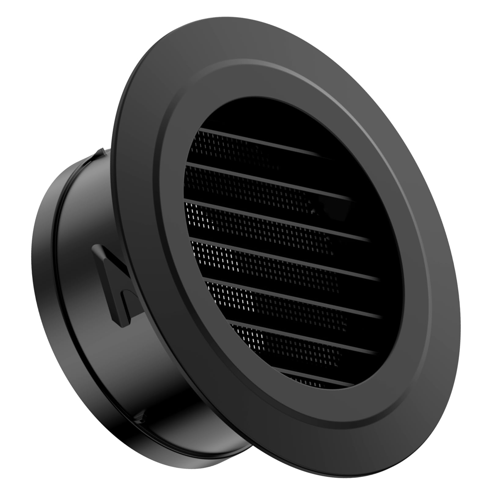 Hon&Guan 150mm Round Louvred Air Vents for Wall, 6 Inch Ceiling Vent Cover Grille with Flyscreen Mesh for Shed, Duct, Tumble Dryer, Extractor - Black