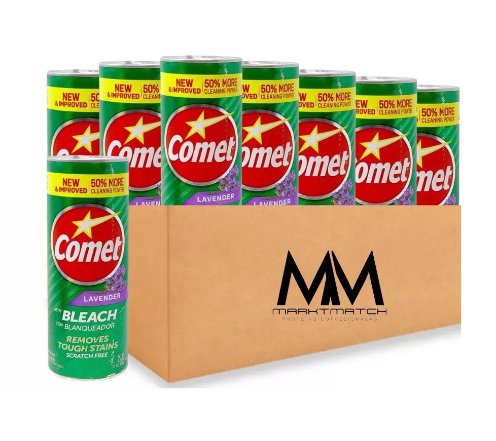 Comet Scratch-Free Cleanser Powder with Bleach, Lavender Scent, 21 oz - Value Pack of 8