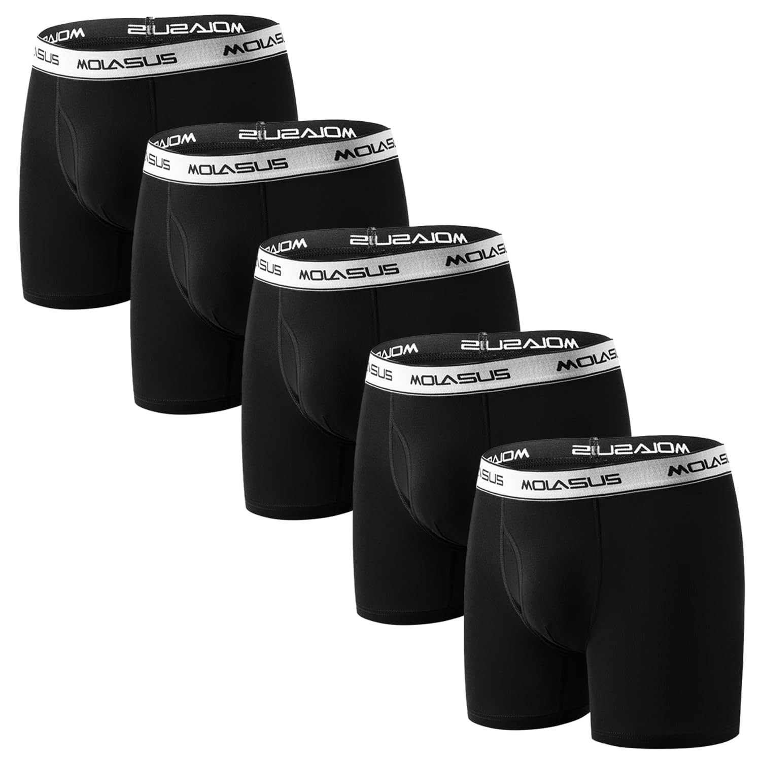 Molasus Boys Underwear Cotton Boxer Briefs With Fly for 6-20 Years Old Teen 5 Pack