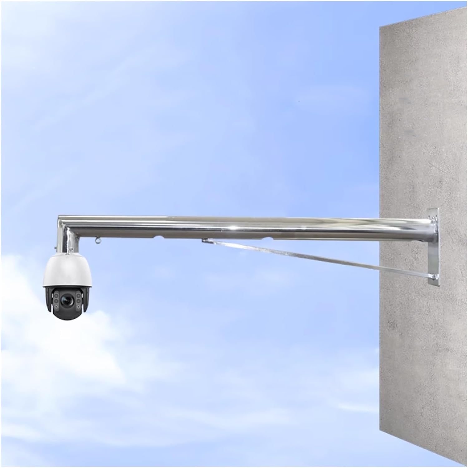 Soporte de Pared metálico para cámaras de Seguridad IP/PTZ/Domo/Caja - Soporte extralargo para Poste de vigilancia (Blanco-A, 50 cm)