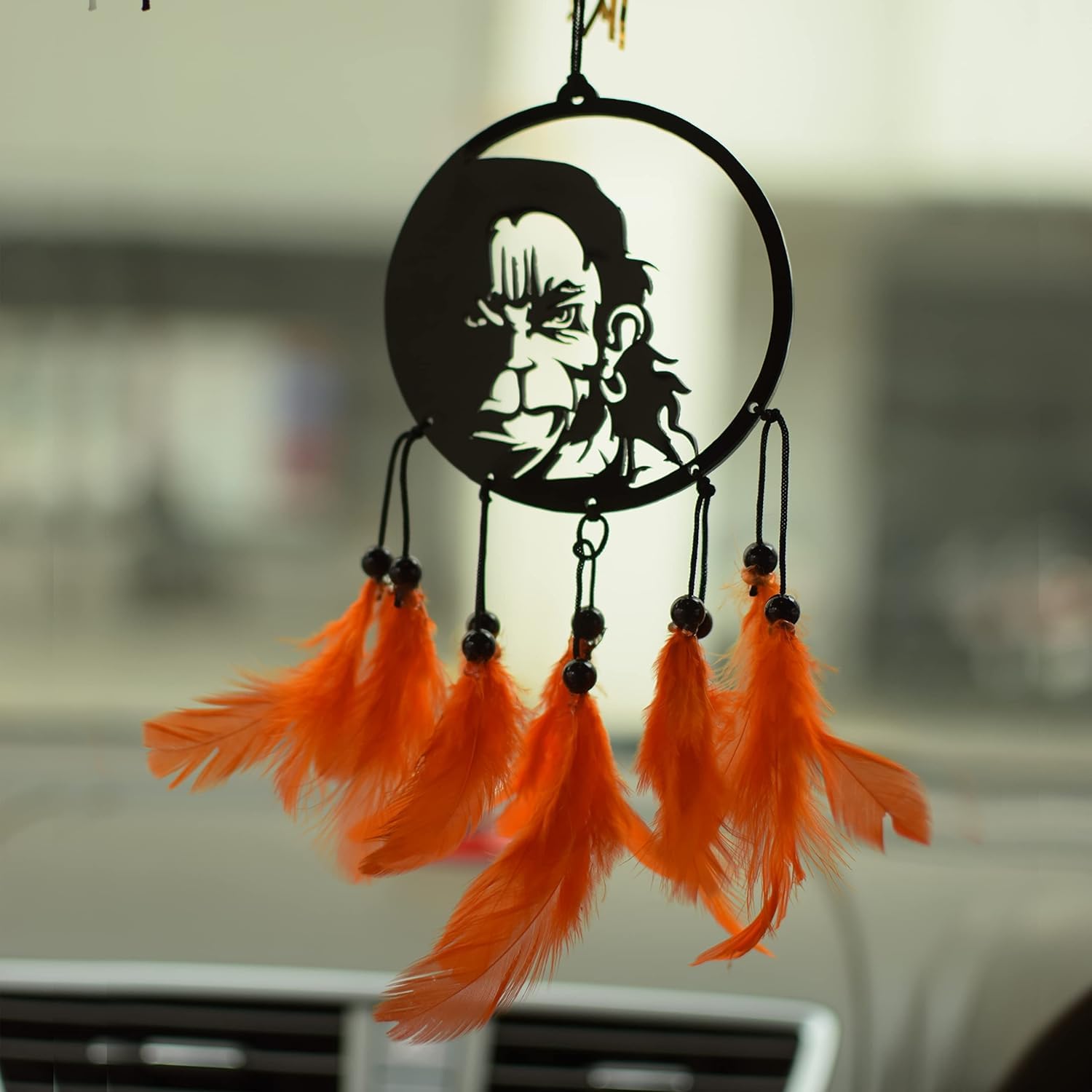 ELLITI Acrylic Face Hanuman Hanging Dream Catcher, Center Back View Mirror Hanging Accessories Interior, Decoration Accessories