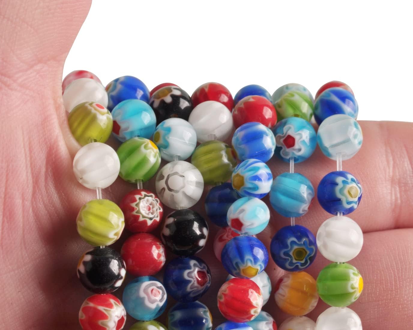Millefiori Beads for Jewelry Making 8mm Millefiori Lampwork Glass Beads Flower Mosaic Beads 46pcs/Strand - Image 2