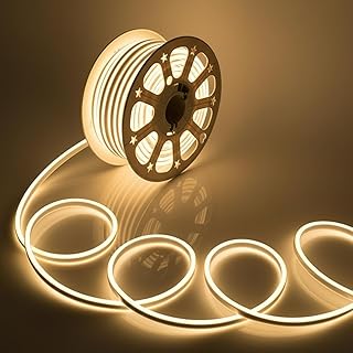 One94Store 16.4 Feet Neon LED Strip Light with 220V Plug Cuttable Flexible IP65 Waterproof 2835 LED Rope Light with Switch for Home, Bedroom, Party, Gaming Room, Christmas & Diwali (Warm White)