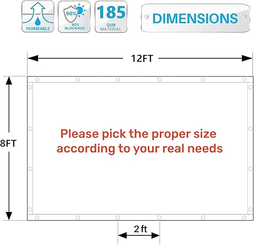 Miniatura 8 de FAIR WIND Tela para sombra 90% para el sol, pantalla de privacidad, toldo para patio, con ojales, red para jardín, pérgola, al aire libre, 10 x 12