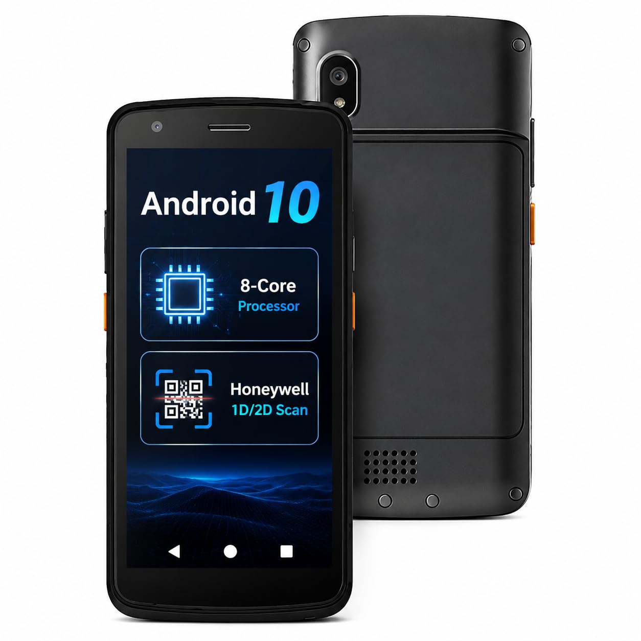 Android 10 Escáner de Código de Barras, PDA Portátil Resistente con Pantalla Táctil de 5.5", Lector de Imágenes 1D/2D Avanzado, 4GB+64GB, 4G LTE/Wi-Fi 5, Terminal de Datos IP67 para Inventario