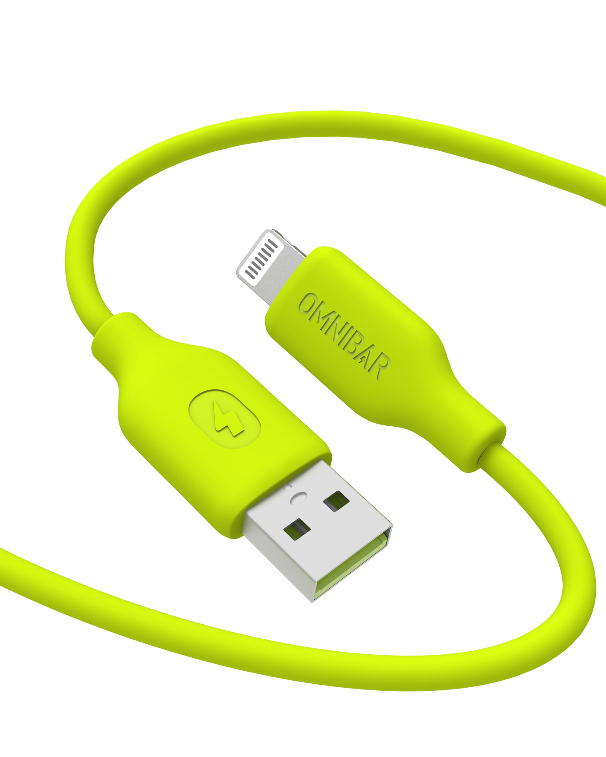 Omnibar USB A to Lightning Cable, Apple MFi Certified iPhone Charger Cord, Flow Silicone Lightning Cable for iPhone 14/13/12/11 Pro Max/XS/XR/X, iPad Pro/Air/Mini, iPod Touch/Nano (6FT, Lime Green)