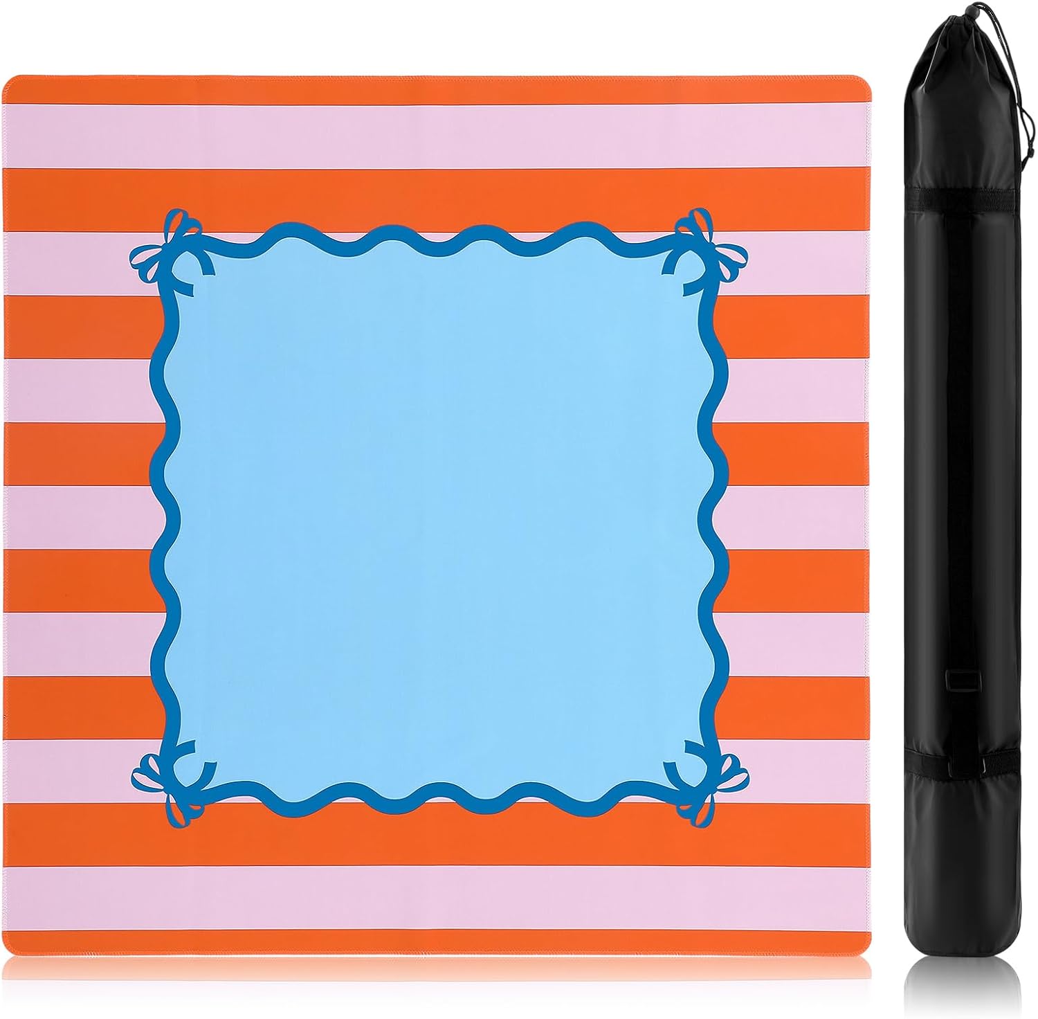 Dunzy 33'' x 33'' Mahjong Mat with Carrying Bag Non Slip Noise Reduction Gaming Mat Rubber Mahjong Table Cover Accessories Gifts for Poker Board Games Dominoes(Purple,Stripe)