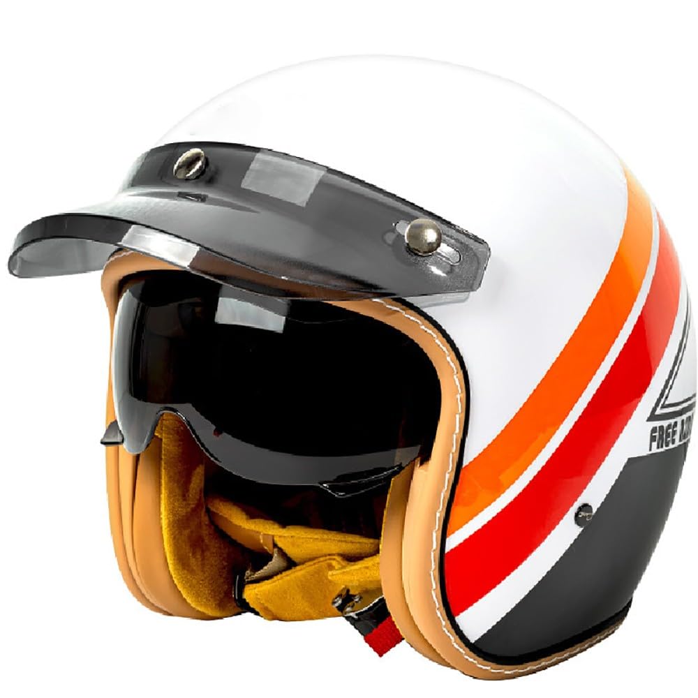 WZGGTEAM Motorbike Open Face, German Style Vintage Motorcycle Jet, ECE/DOT Approved Crash Helmet for Men and Women, Road Legal, Retro 3/4 Design