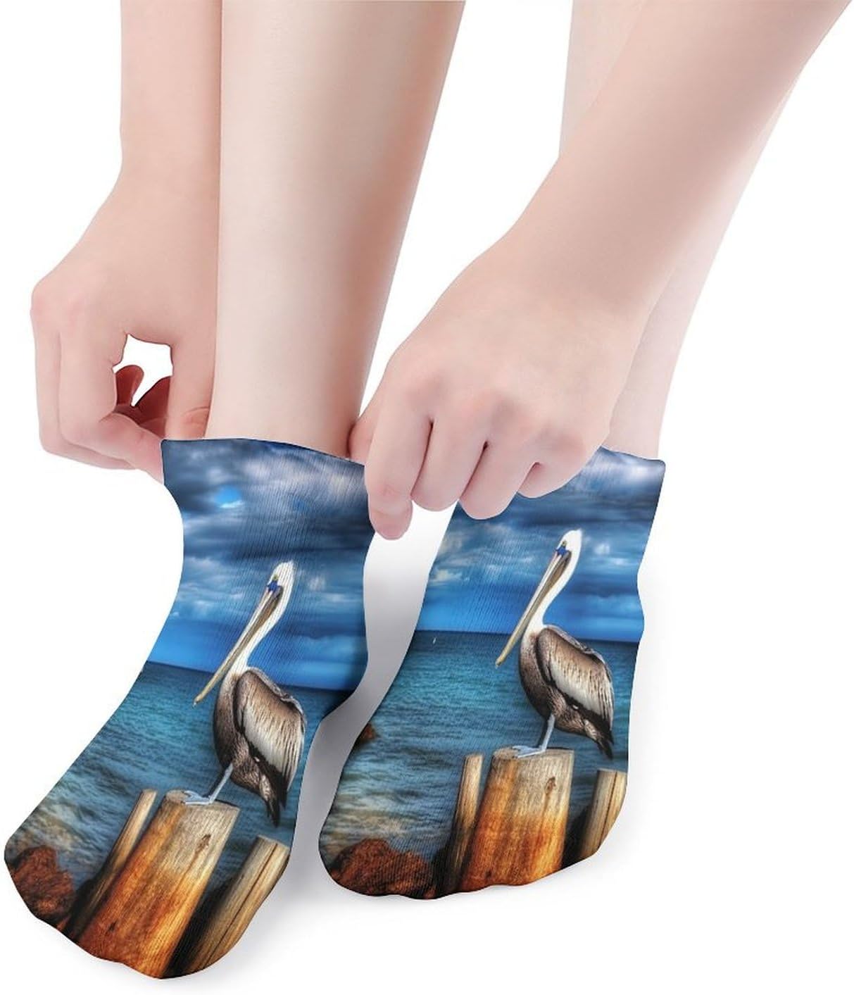 Women's Thin Elastic Socks Low-top Sports Invisible Pelican Bird Printed Ankle Socks 5 Pairs Suitable for Travel Commuting Outdoor