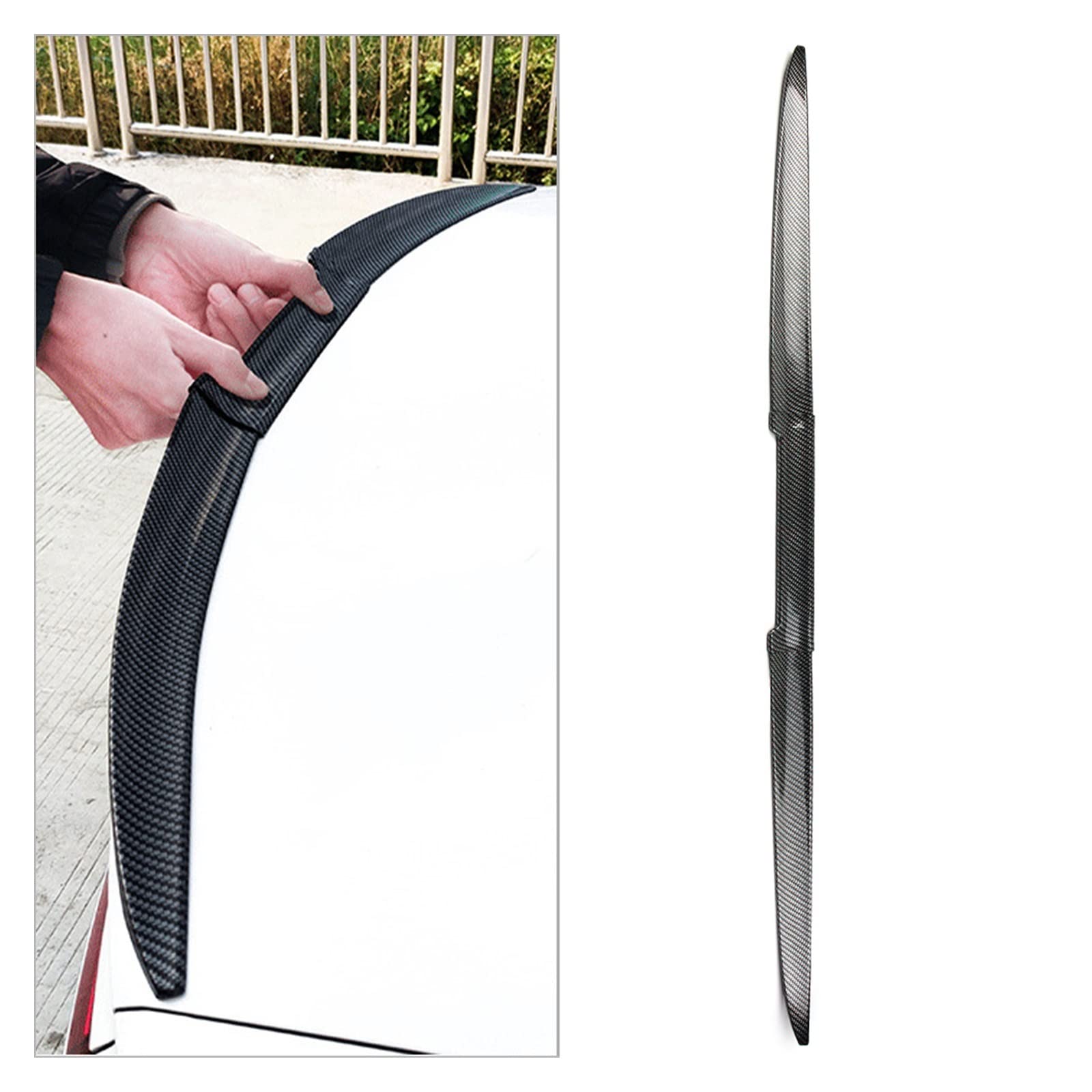 ala alerón 3 Unids/Set Fibra De Carbono Color Coche Alerón Trasero Cola Maletero Techo Labio Divisor Trim Universal