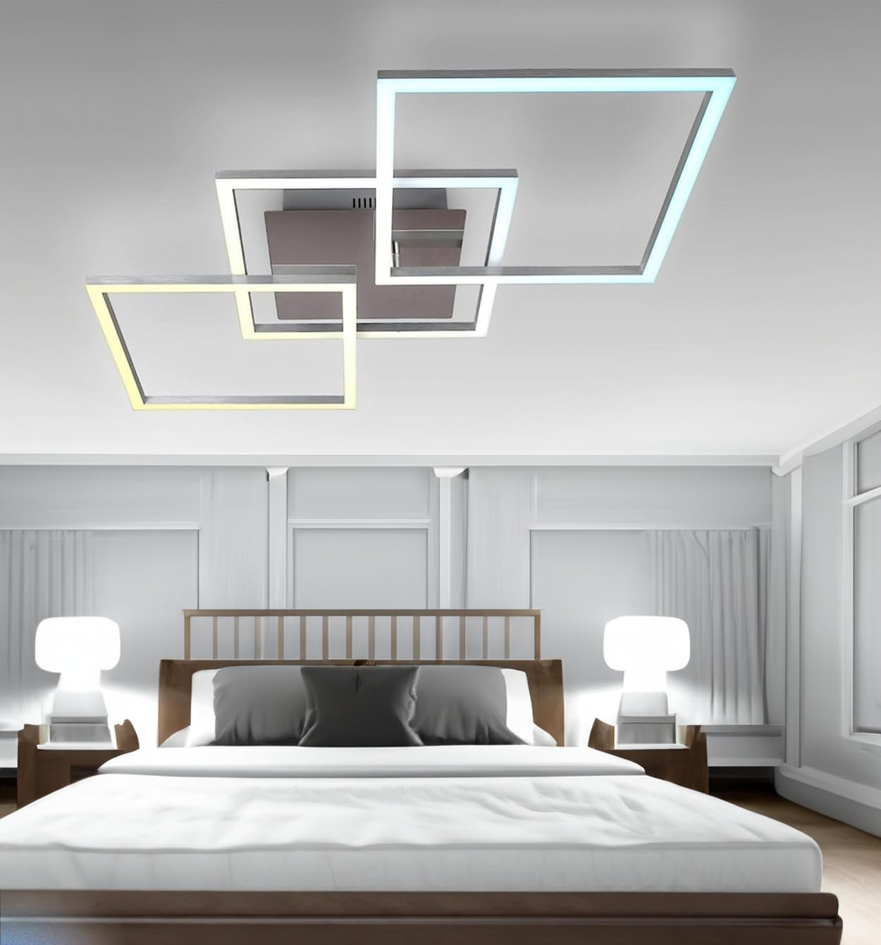 Arcadia Plafon Led Techo Moderno con Luz Cálida y Fría Regulable con Mando a Distancia y App - Lampara Dormitorio Salón Cocina Habitación Infantil Sala de Estar - 4500LM 82W 80 cm - Modelo Helios
