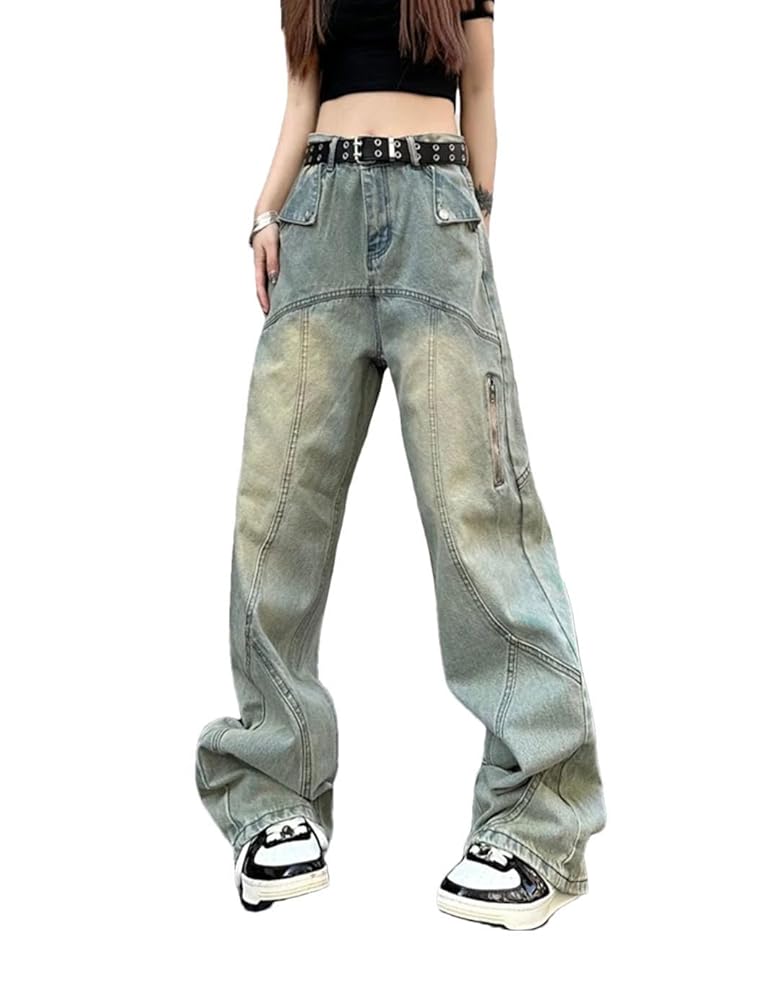 Amazon.com: Women's Patchwork Detailed High Waisted Jeans