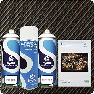 STARTER Kit Hidroimpresion: 1 Activador 400 ml + 1 barniz y color de fondo adecuados de 400 ml + 1 Manual + 1 Lámina hidroimpresión fibra de carbono. Ancho: 50cm. Largo: 100cm (HFC-135)