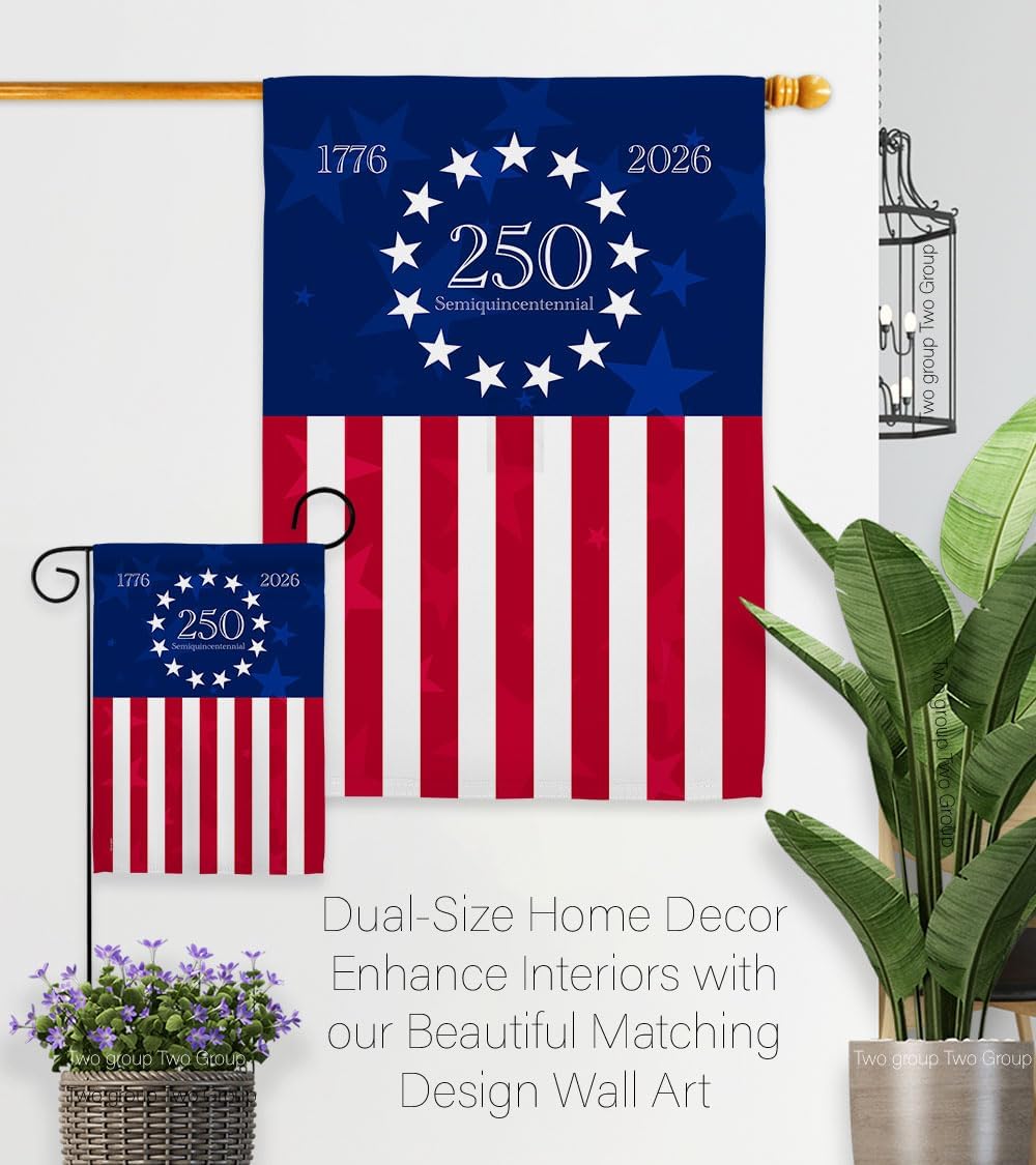 USA 250 Semiquincentennial Betsy Ross Flag Embroidered American Flags for Outside Wall Decor America 250 Merchandise Independence Day Decorations 250th Anniversary Banner Patriotic July 4th Gifts