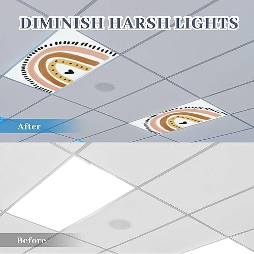 Miniatura 4 de Fundas decorativas fluorescentes para luces de techo, paquete de 6 unidades, lindas cubiertas de luz fluorescentes de arco iris ilustradas bohemias