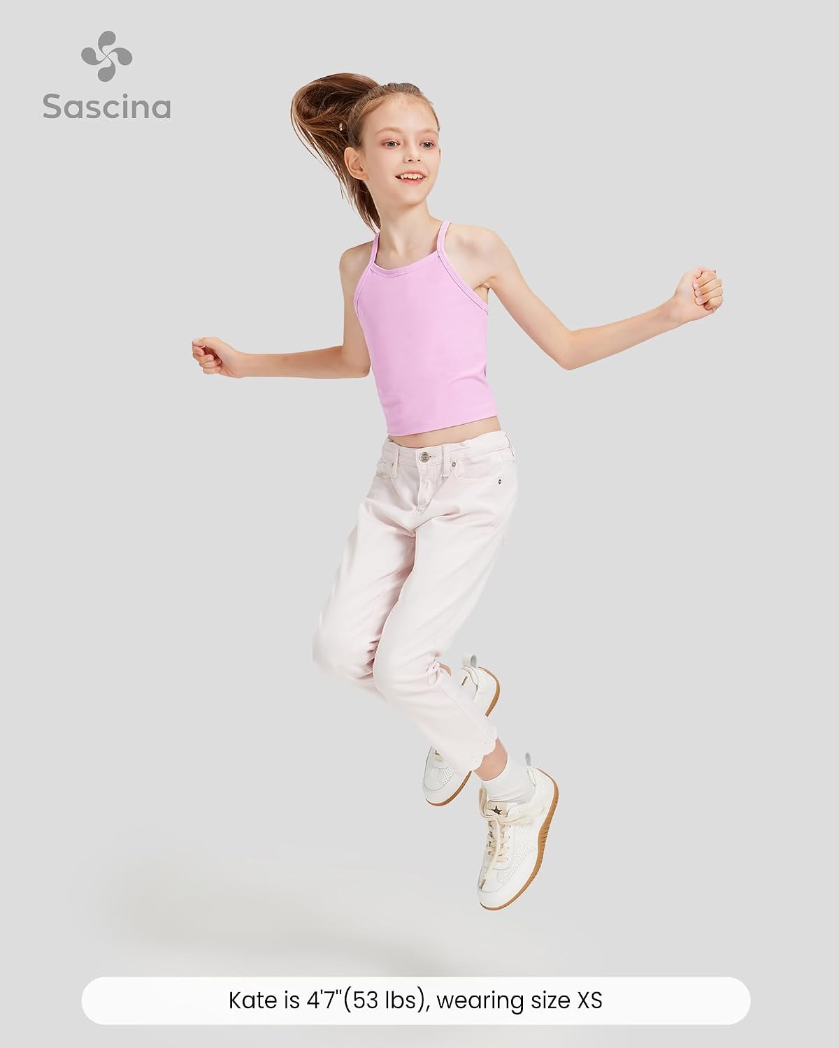 Sascina Girls Cami Bras 6-11 Kids Training Tank Tops for Girls Double Lined Camisole Kids Dance Bras