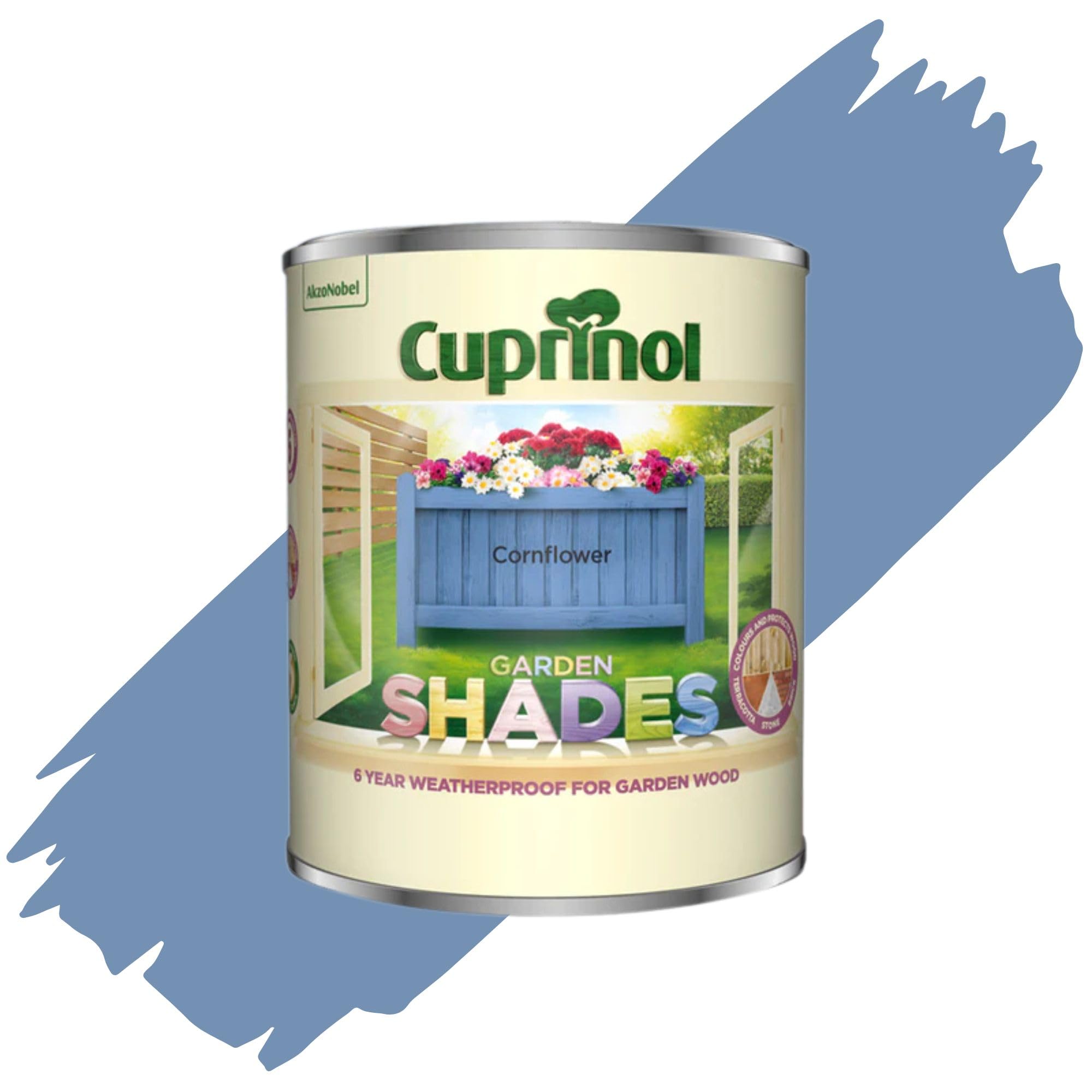 AOC24 2.5L Garden Shades Fence Paint, Outdoor Wood Paint For Garden Sheds, Furniture, Fences, Exterior Wood, Water Based Paints For Outdoor Surfaces, Brick, Pots (Cornflower)