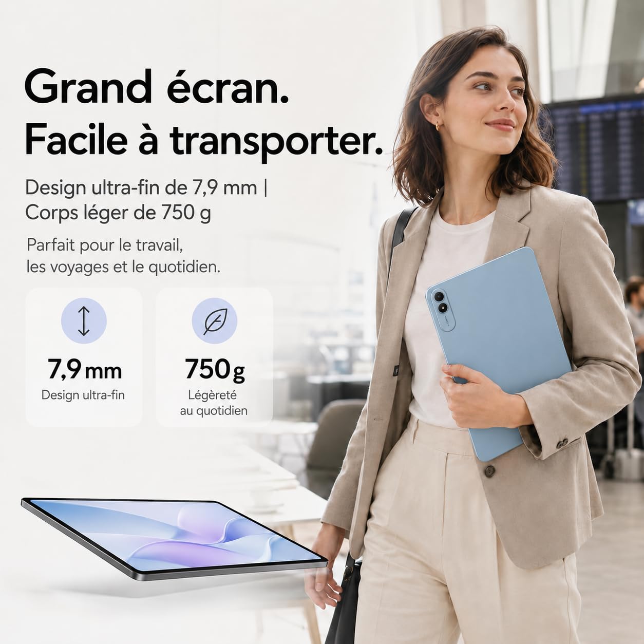 Tablette Android 16 13.4 Pouces 2K FHD+ 120Hz, 24Go+256Go(TF 2To), Octa-Core, Tablette Tactile avec Clavier et Souris, 8300mAh/18W, 16MP+8MP, Widevine L1/Gemini AI/Faciale ID/GPS, Garantie 3 Ans 1PCS