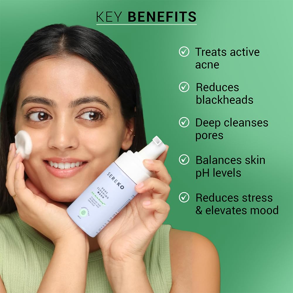 SEREKO Pore Clearing Face Wash with 1% Salicylic & Lactic Acid | Sulfate-Free Foaming Cleanser for Oily, Acne-Prone Skin | Deep Cleansing, Sebum Control & Gentle Exfoliation,Sulfate-Free β 100ml 2