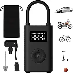 Xiaomi Compressor de ar elétrico portátil, inflador de pneu de 150 PSI para carro, scooter, pneus de bicicleta e bolas - Sem fio com detecção de pressão digital preto carvão