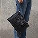 NIGEDU Women Clutches Fashion Snakeskin PU Leather Party Envelope Purse Bag with Hand Strap (Black)