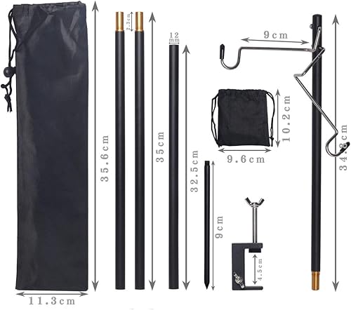 Miniatura 6 de Hikeman Soporte plegable para farol, soporte de lámpara portátil, soporte de luz plegable para camping, pesca, picnic, barbacoa, actividades al aire