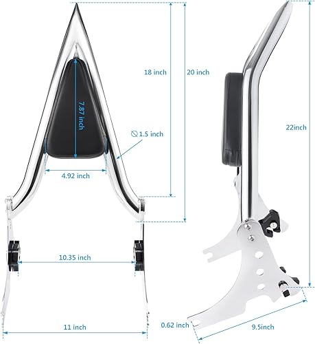 Miniatura 6 de Respaldo de barra del acompañante trasero desmontable para Harley Sportster XL XLH 883 1200 2004-2021 (cromado A)