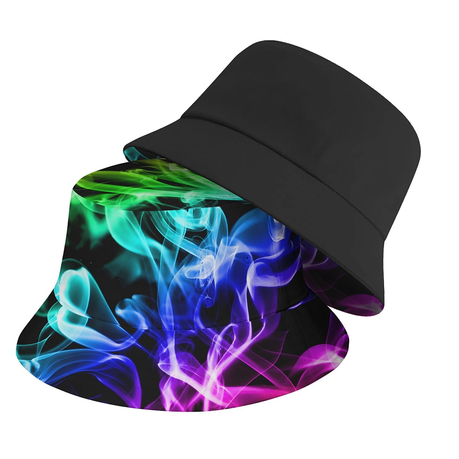 Color Smoke Bucket Hat Beach Sun Hat Aesthetic Fishing Hat for Men Women Teens, Reversible Double-Side-Wear