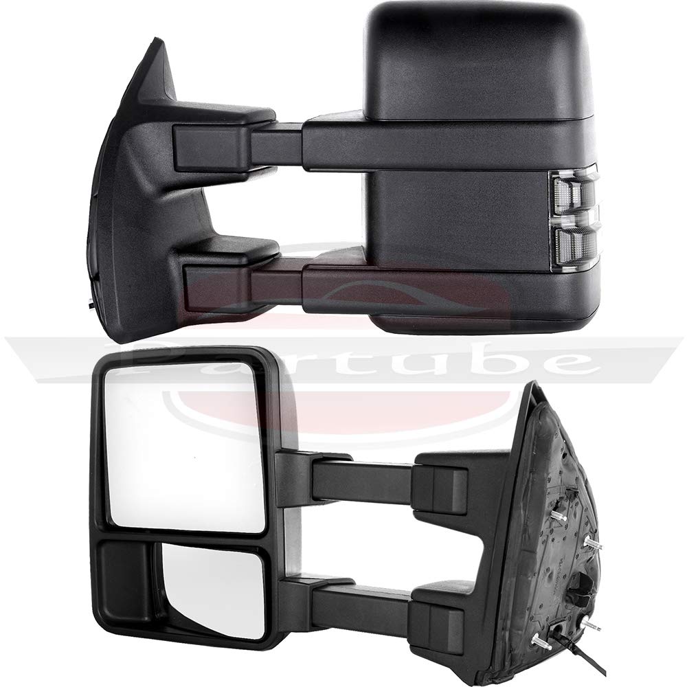 SCITOO Towing Mirrors Manual Adjusted No Heated Turn Signal Light Black Housing Tow Mirrors Replacement Fit for 2008-2016 For Ford For F250 F350 F450 F550 Super Duty Truck Pair Truck Mirrors