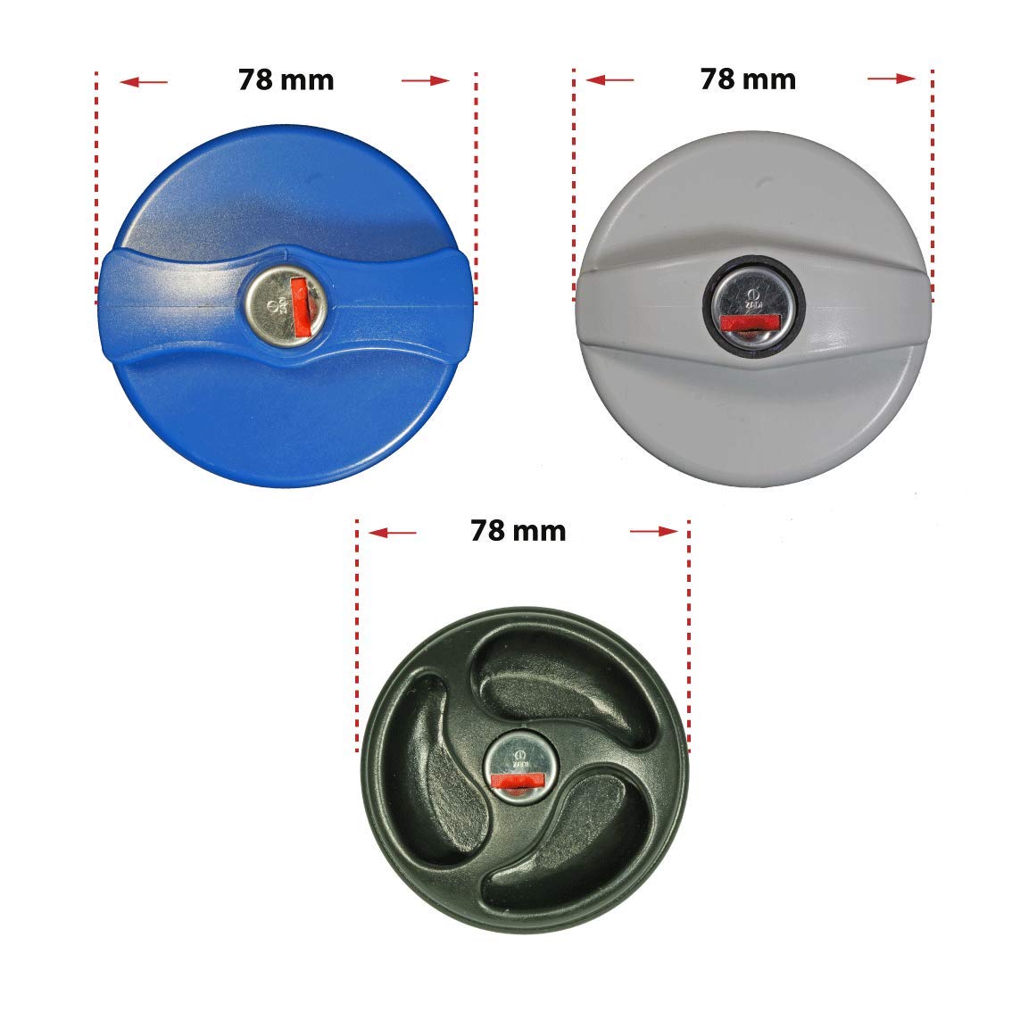 WAFA W3A, adattatore per il serbatoio dell'acqua a 3 poli, per il collegamento del tubo Gardena al camper (tappo Ø 78 mm)