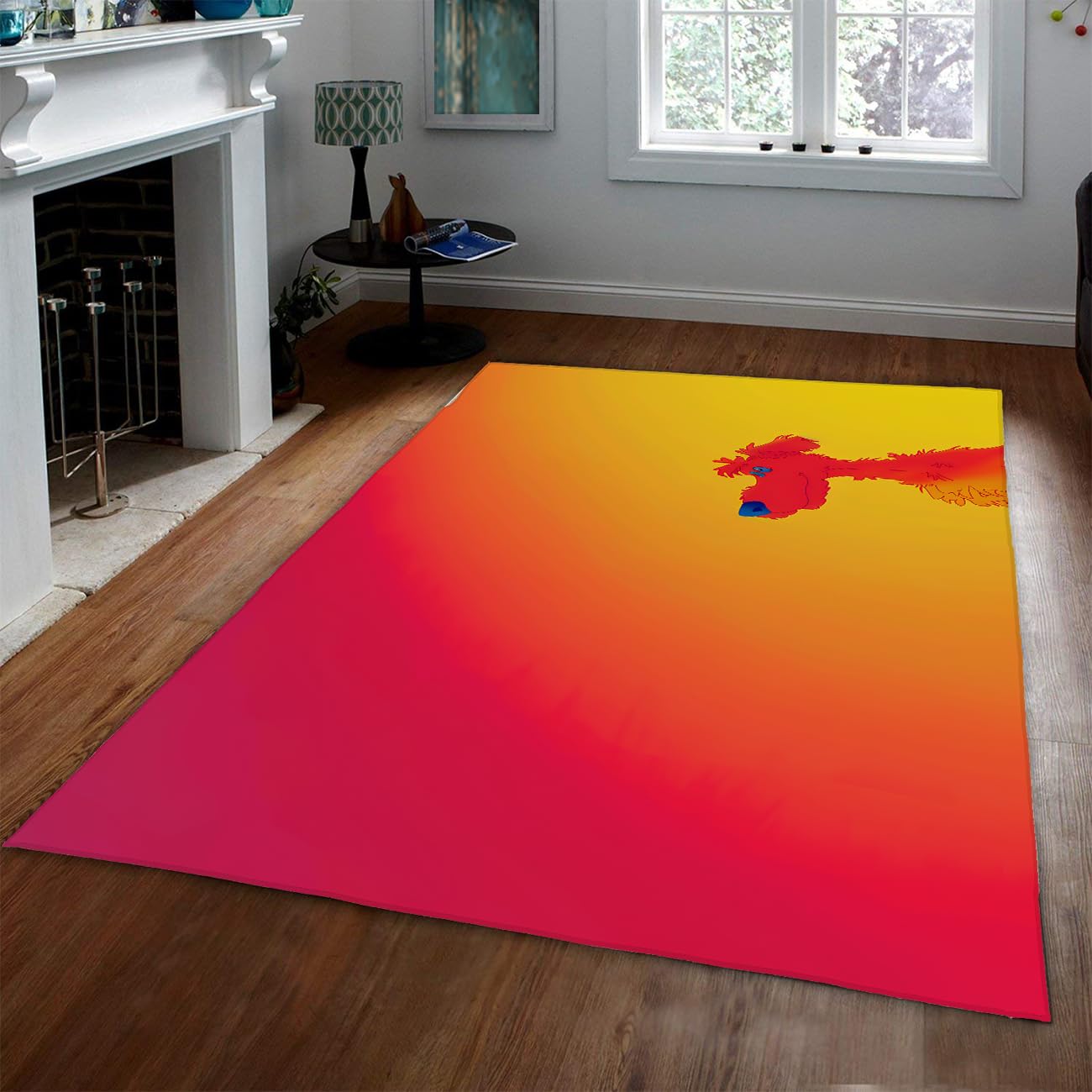 Tapis lavable grand format pour salon et bureau motif chien dégradé 200x300cm