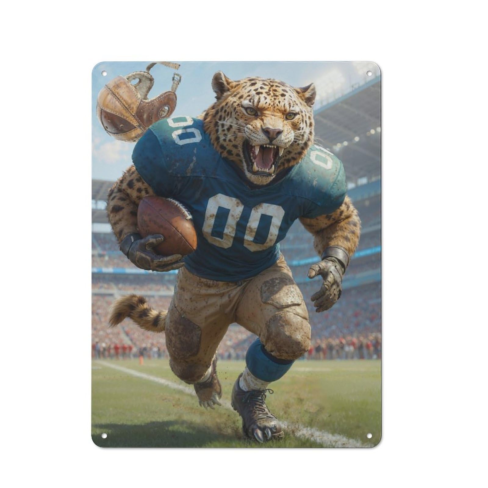 Gridiron Jaguar Football Metal Tin Sign for Pet Owners, Birthday, Christmas Or Housewarming Gift, 40x30cm
