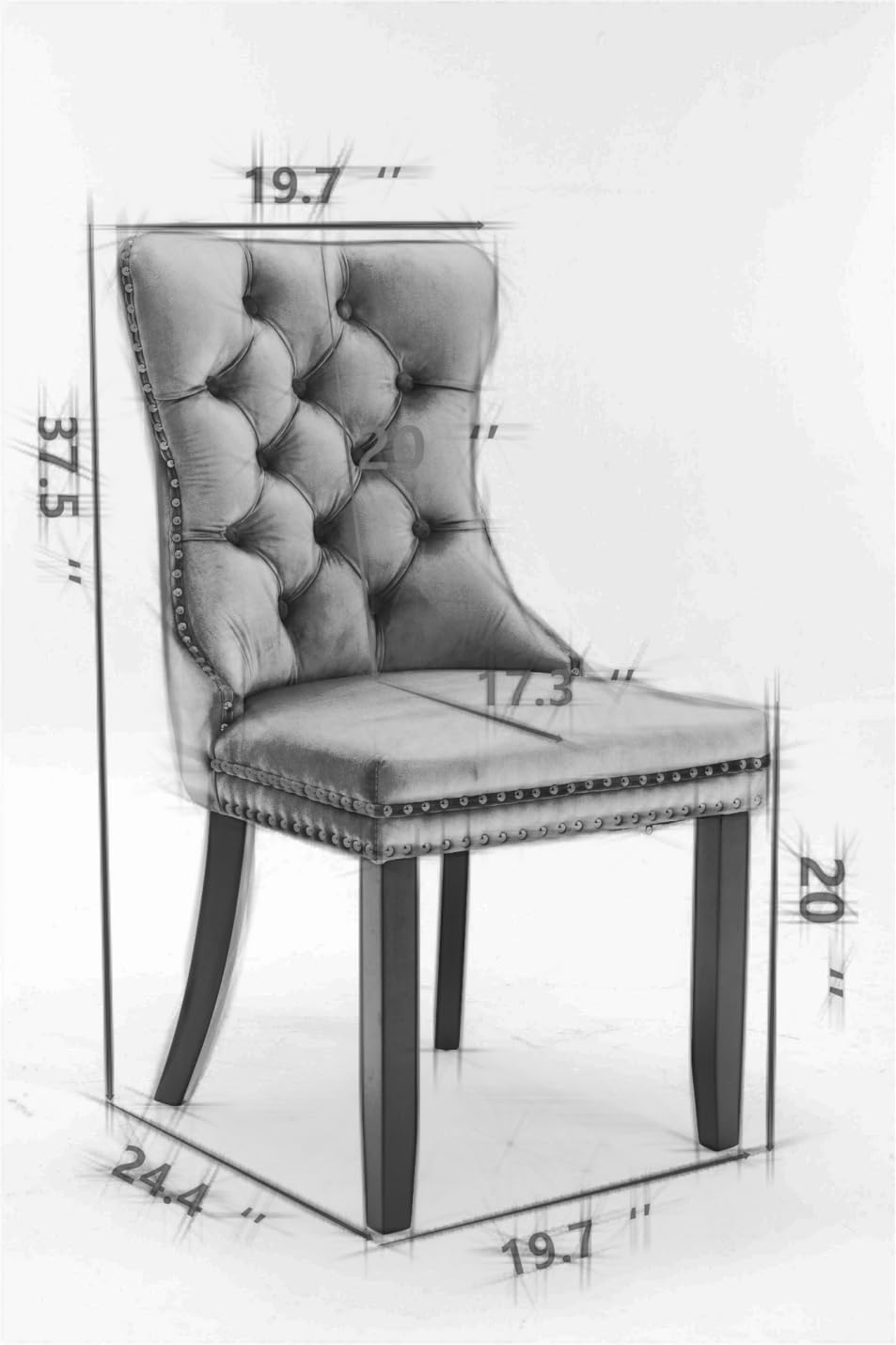 Dining Chairs Set of 2, PU Leather Upholstered Dining Room Side Chairs with Button Tufted Back, Nailhead Trim & Wooden Legs, Modern Counter Height Bar Stools for Home Kitchen Island, White+Black