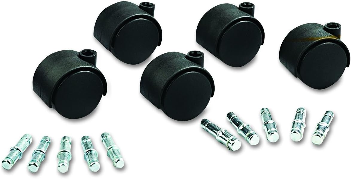Deluxe Duet Hooded Chairmat Casters, 7/16" Dia. x 7/8" Long and 3/8" Dia. x 7/8" Long Stems, 120 lbs./Caster, Matte Black Finish, 5/Set : Industrial & Scientific