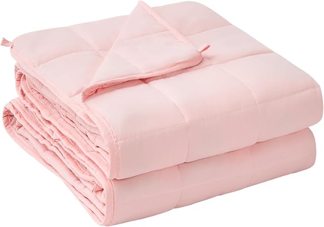 yescool Weighted Blanket for Adults (60” x 80”, Pink) Cooling Heavy Blanket Perfect for 190-210 lbs, Queen Size Breathable Blanket with Premium Glass Bead,Machine Washable