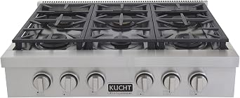 KUCHT Professional 36 in. Propane Gas Range Top with Sealed Burners in Stainless Steel with Classic Silver Knobs