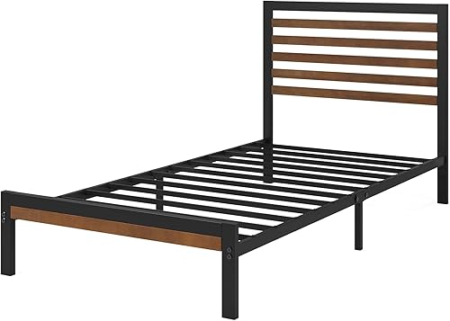 Miniatura 12 de Zinus Kai Bamboo and Metal Platform Bed Frame with Headboard, No Box Spring Needed, Easy Assembly, Twin, Brown