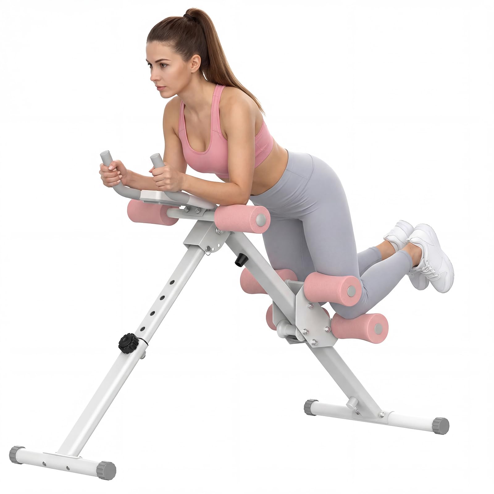 RELIFE REBUILD YOUR LIFE Máquina de entrenamiento abdominal AB plegable para entrenamiento de fuerza, entrenador de abdominales para gimnasio en casa 180kg (Rosa)