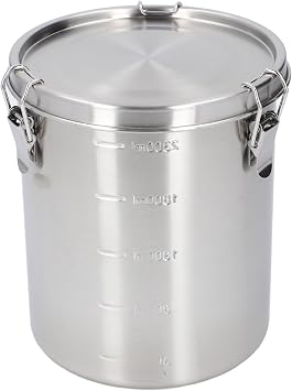 Fockety Airtight Dog Food Storage Container, Stainless Steel Food Canister with Lid and Sturdy Locking Clamp, Dog Cat Bird and Other Pet Food Storage Bin for Rice, Cereral, Grain, Flour