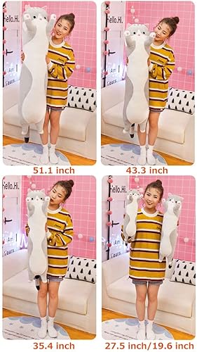 Miniatura 6 de Almohada larga de felpa de gato, linda almohada de cuerpo largo de peluche, animales de peluche, peluche de gato, muñeca de gato de felpa suave,