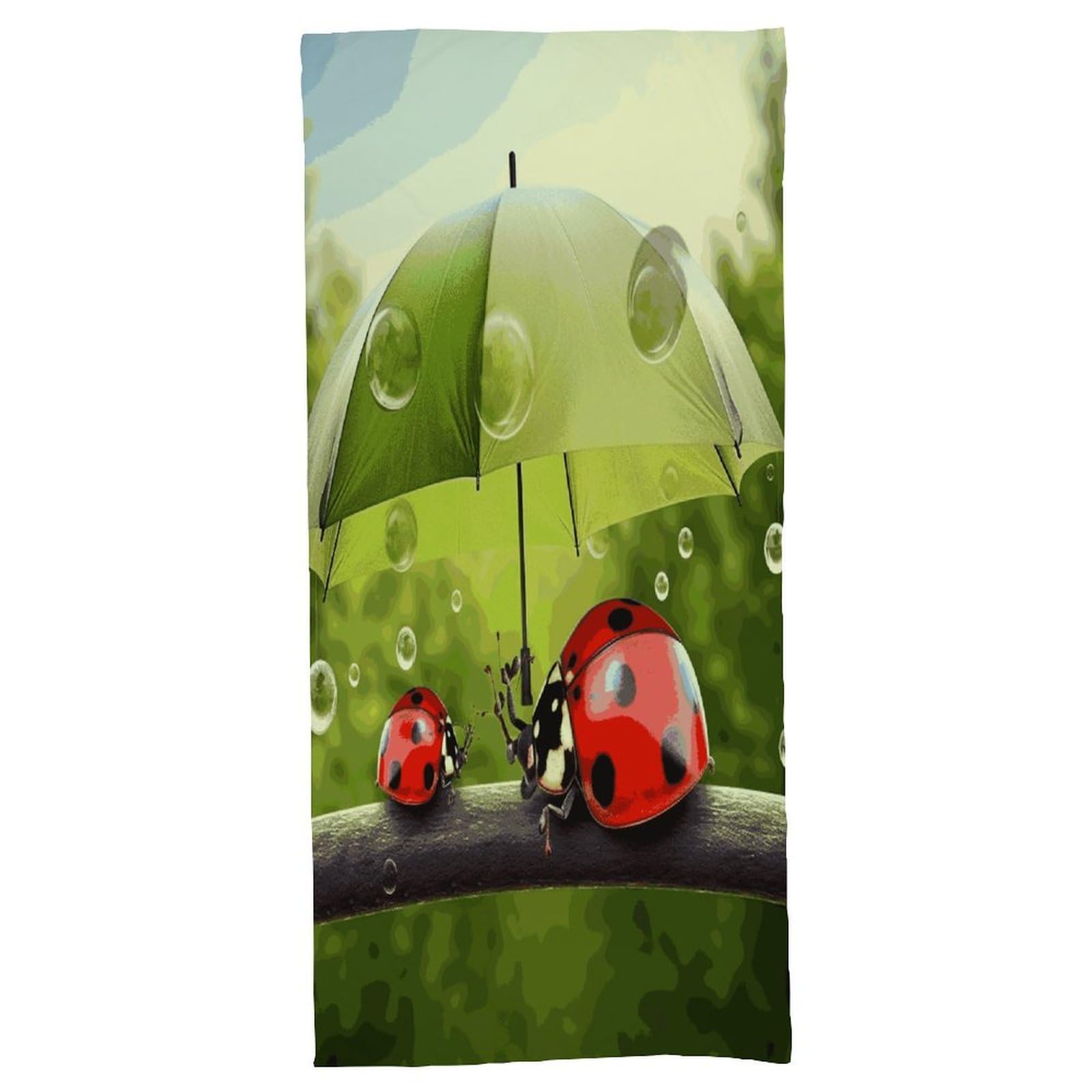 Fekiloot Men's Style Funny Ladybug Holding Umbrellas Bath Towel Highly Absorbent,Beach Towels For Wo,Pool Towel Bathroom Essential For Beach,Gym,Travel, Camp