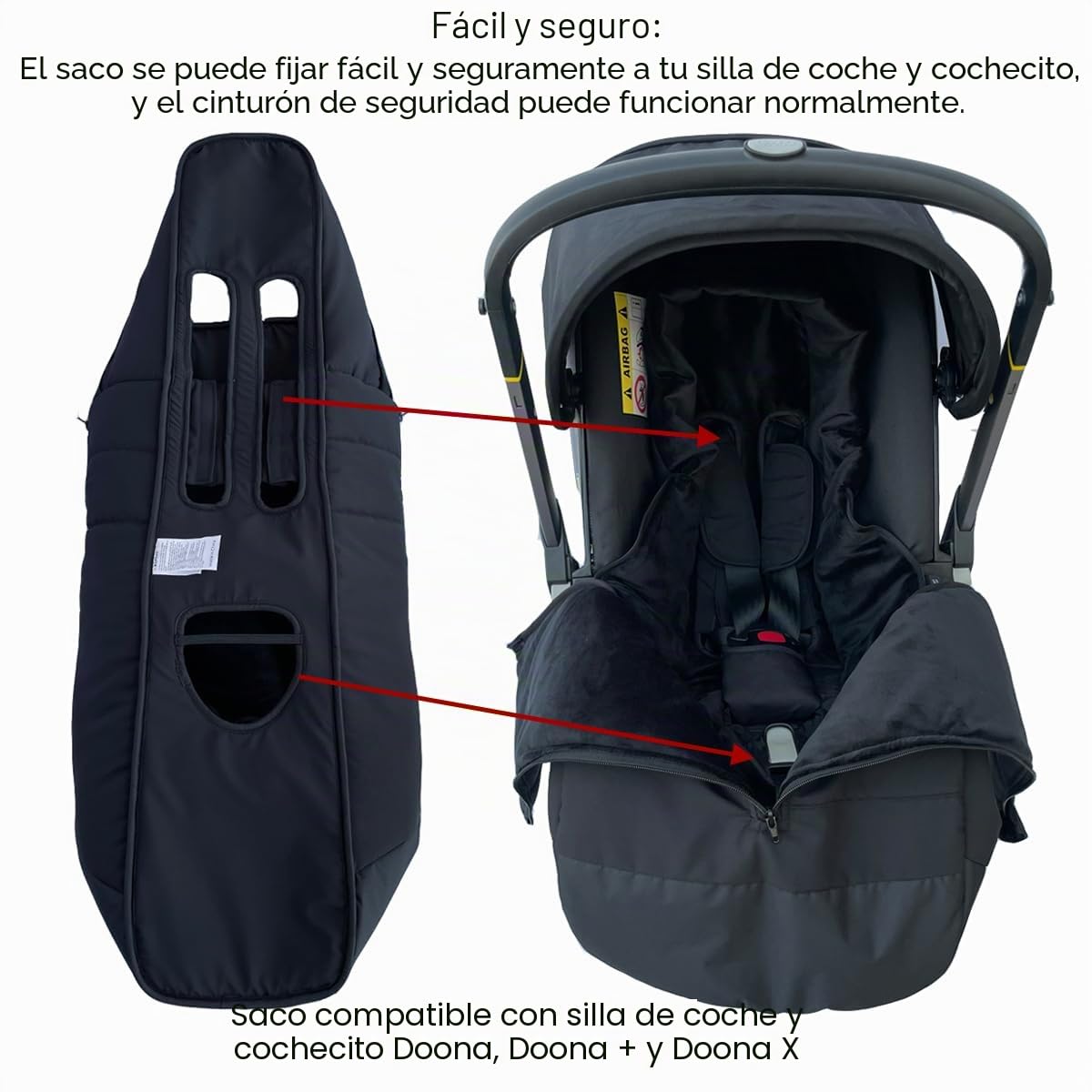 Accesorios para cochecitos universales Saco de pie Compatible con Asientos de Coche y cochecitos Doona, Tejido a Prueba de Salpicaduras Adecuado para el 95% de Asientos de Coche y cochecitos