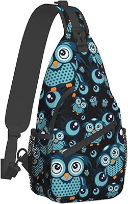 Chest Bag for Men Women Compatible with Cartoon Owl Sling Shoulder Backpack Fashion Daypack, Outdoor Sport Adjustable Zippered Crossbody Bag with Large Capacity