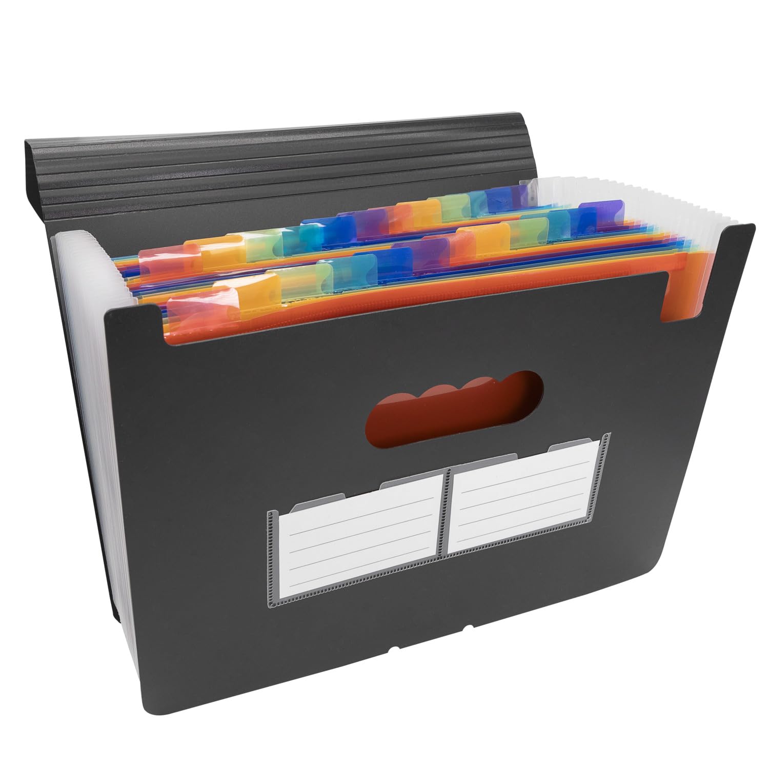 Idena 11124 Document Folder A4 Plastic Expanding File in Black with 24 Coloured Compartments Sorting Folder with Elastic Band Includes Labelling Labels - Image 2