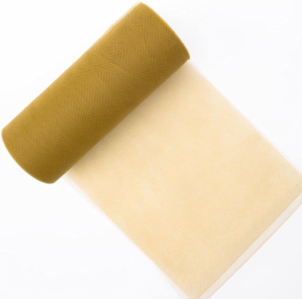 Creative Ideas Tulle Fabric Roll 6" by 25 yd (75'), 29 Colors Available, Gold