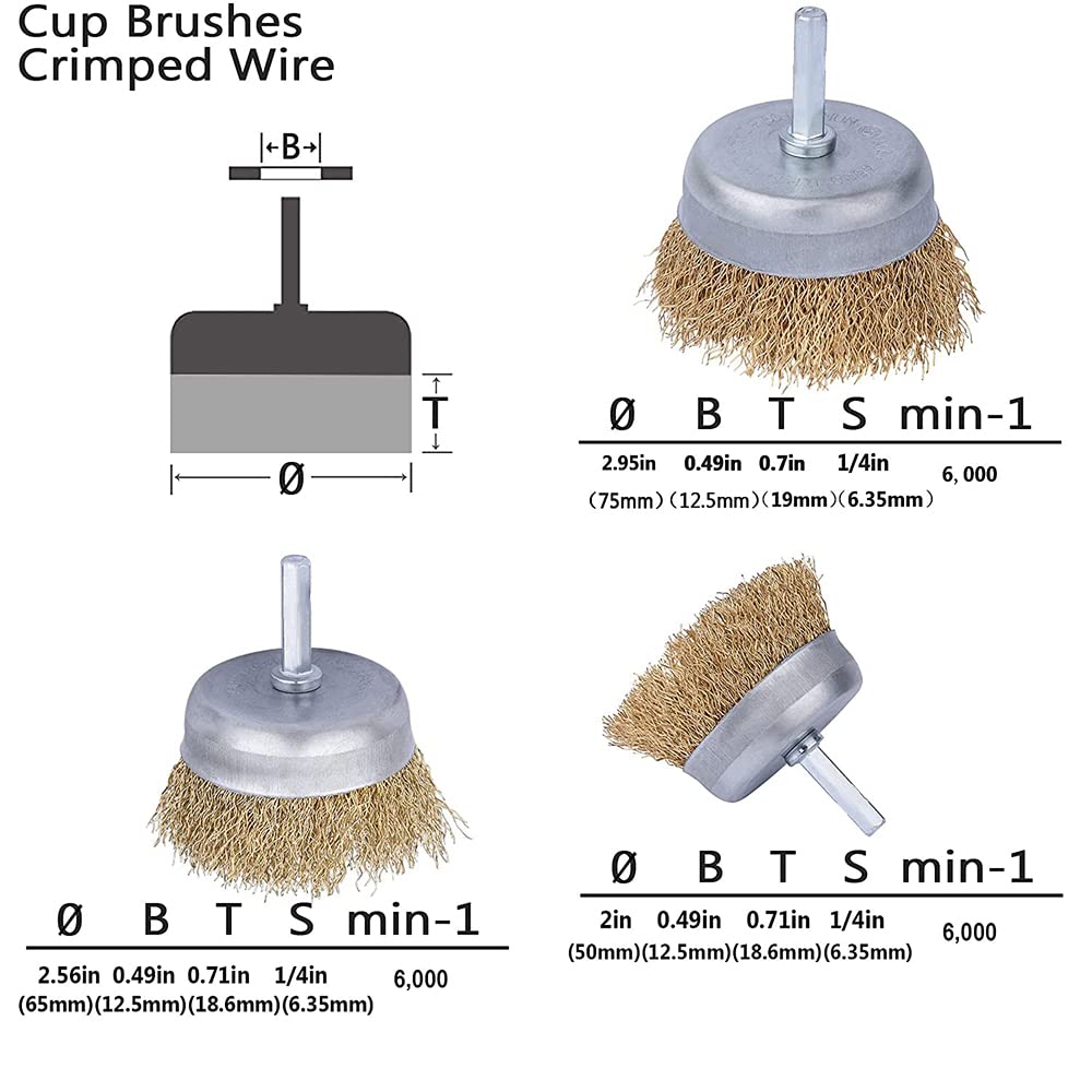 2PCS Cup Wire Wheel Brush Set, 3 Inch Carbon Steel