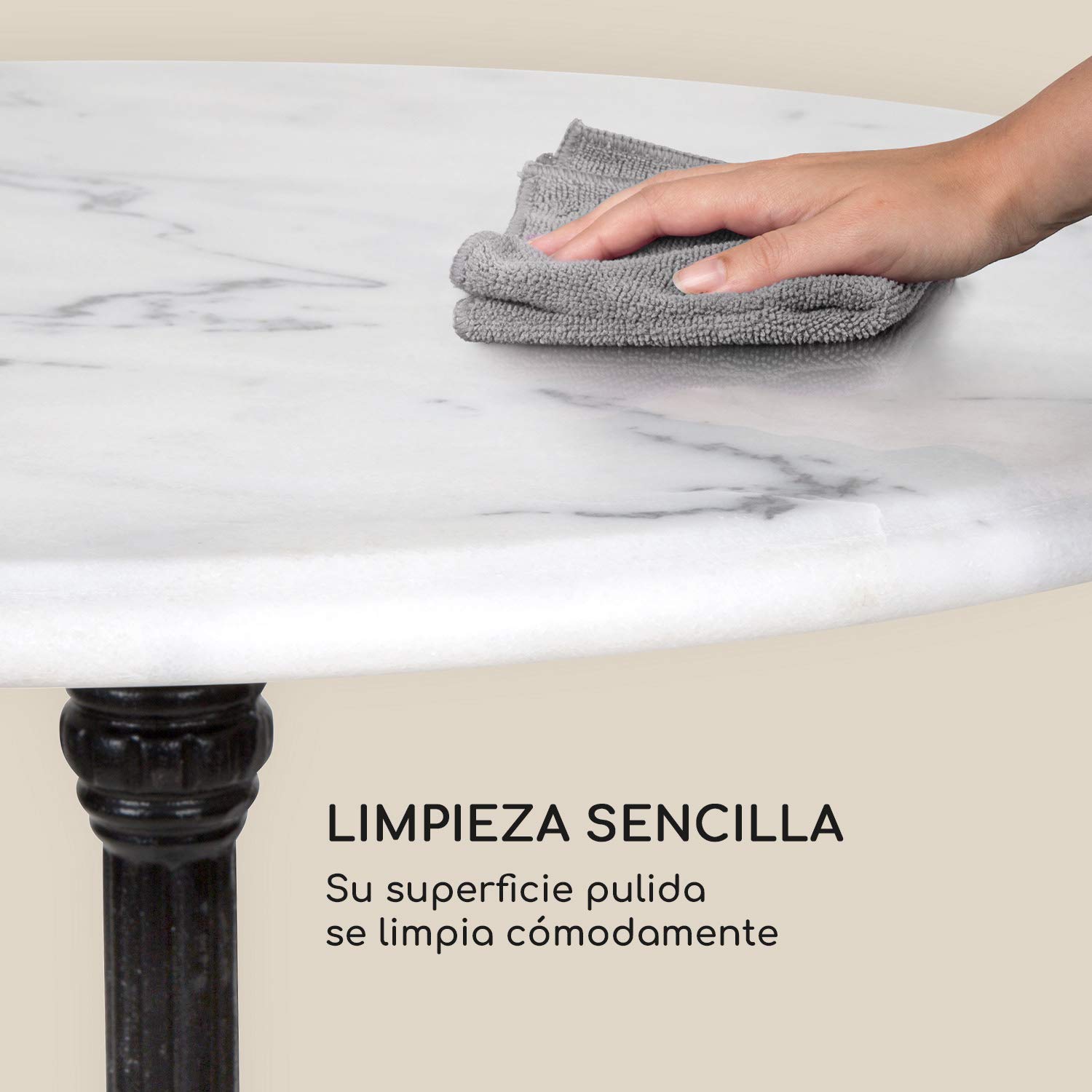 blumfeldt Patras Taverna Mesa Bistro - Mesa Alta con Borde Decorativo, de Bar con Base de Hierro Fundido, Interior y Exterior, Impermeable y Resistente a Heladas, 60 cm Dia, 110 cm, Blanco