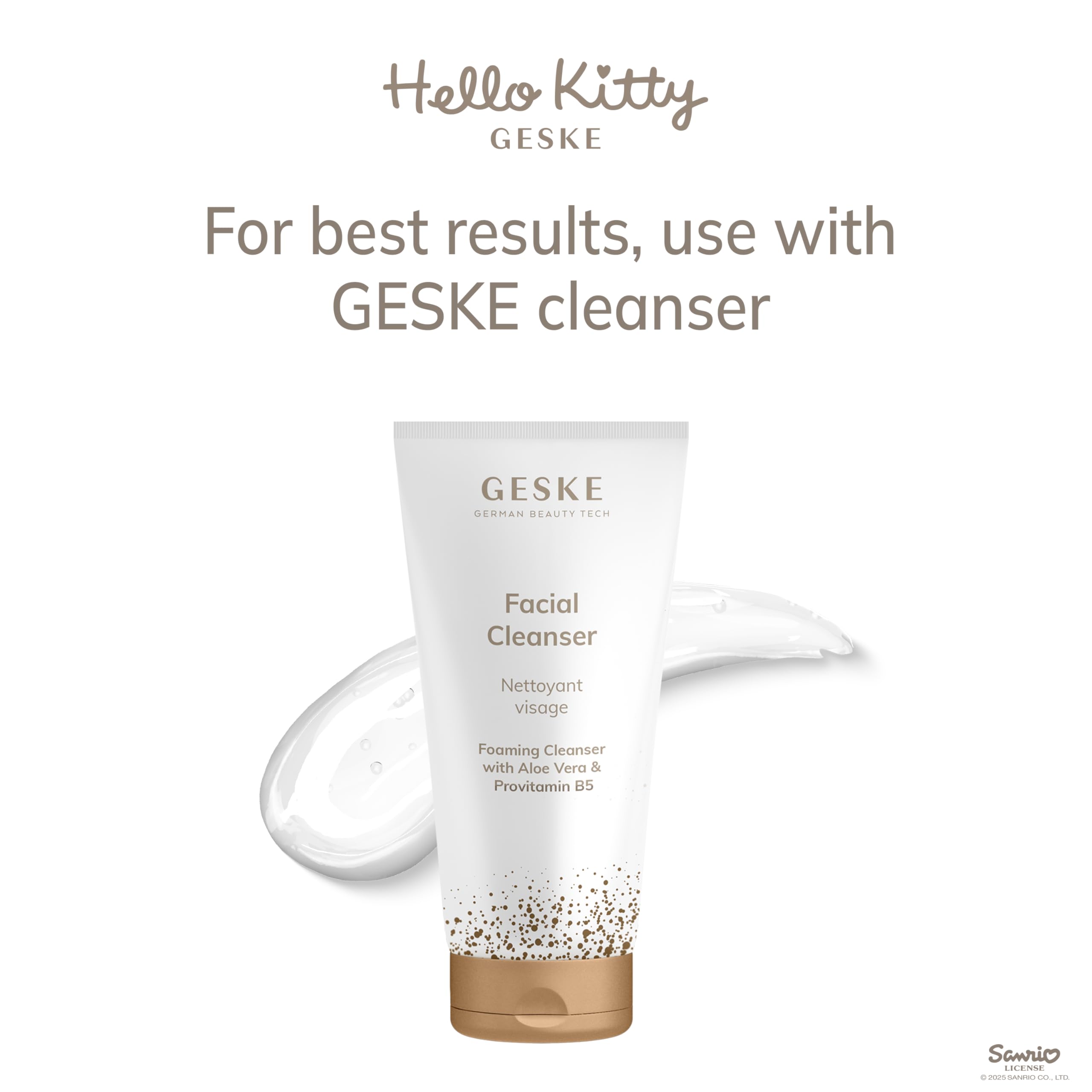 GESKE x Hello Kitty | Termiczna szczoteczka do twarzy SmartAppGuided™ | 5 w 1 | Oczyszczanie skóry | Szczotka do czyszczenia z funkcją grzania | Masażer do twarzy | Urządzenie do oczyszczania twarzy