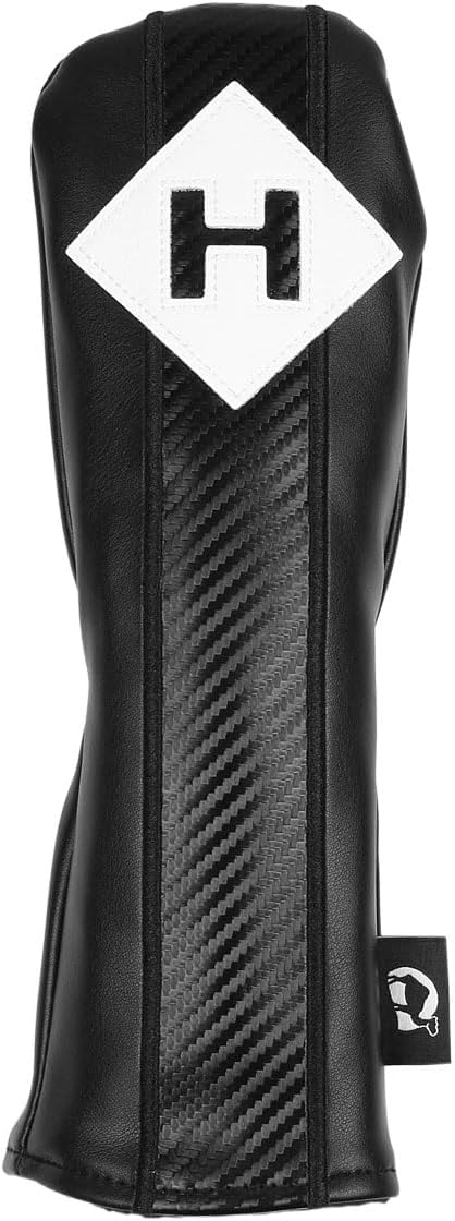 Sahara Black Graphite Weave Retro Golf Headcover Set - 5 Pack, Driver, Fairways (#3, 5, X) Hybrid - Premium PU Leather - Golf Club Cover