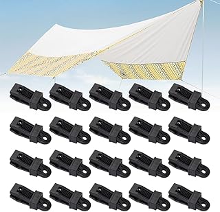 Adjustable Heavy Duty Lock Grip for Tarp & Shade Cloth, Tarp Clips Heavy Duty Lock Grip Shade Cloth Clips Tarp Clamps Tent Fasteners Clips, Awning Cover Bungee Cord Clip Cover Clamp (20PCS, Black)